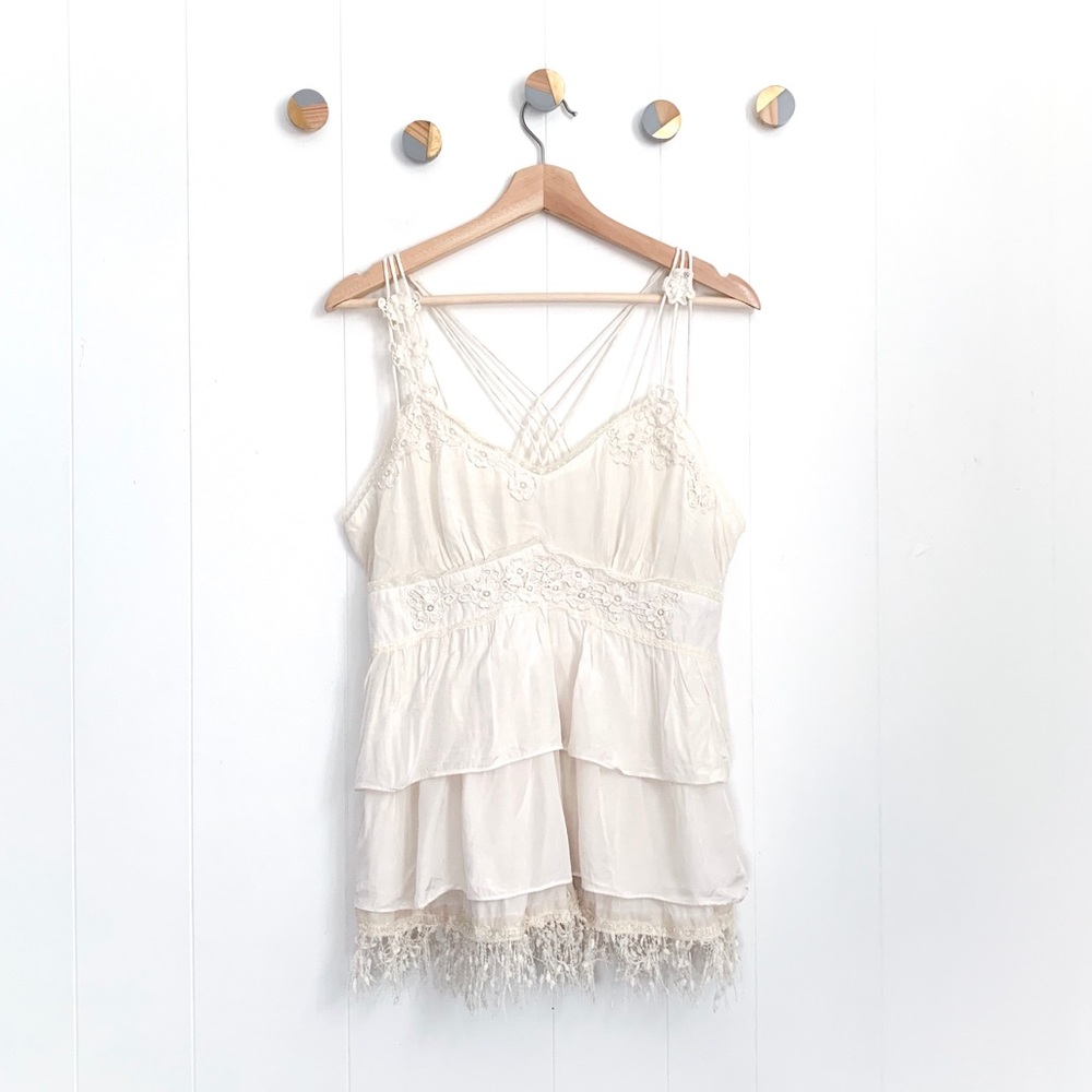 Free People Tiered Layered Satin Lace Tank | 12